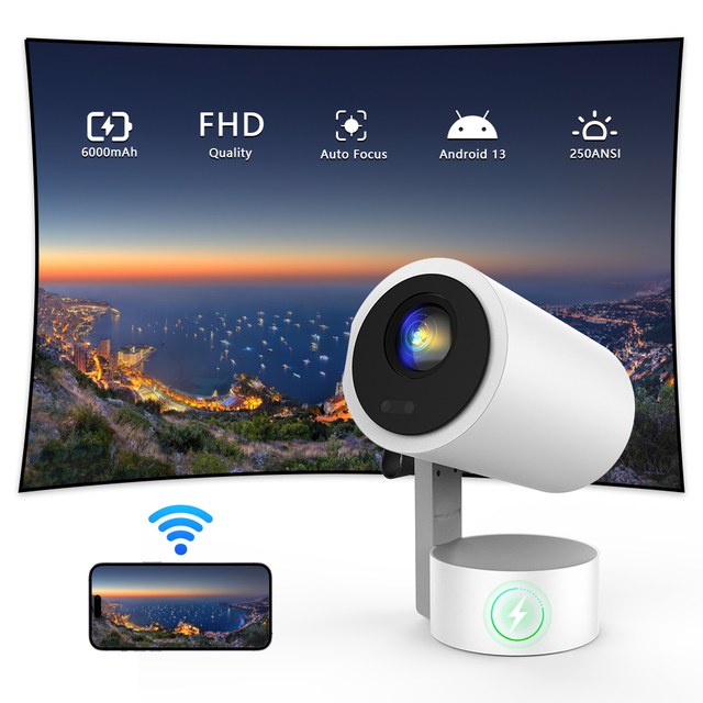 New Pico R3P Mini Proyector Full HD Outdoor Portable Android 13 TV Projector with Smart Built-in Battery Video Game Projector