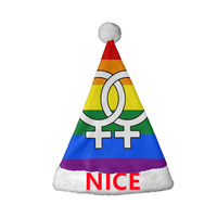 Chapeau de Père Noël personnalisé avec drapeau arc-en-ciel gay lesbien, chapeau de Noël en polaire corail doux pour la marche des fiertés et les déguisements de fêtes