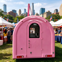 Remorque à glaces ronde rose sur mesure de 7,5 pieds, chariot alimentaire mobile entièrement équipé, camion de concession commercial pour la restauration et les événements