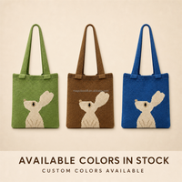Sac fourre-tout en tricot Lapin Vert, Sac à bandoulière Animal Mignon, Sac de shopping Léger et Tendance, Logo Personnalisé, Vente en Gros, Usine OEM