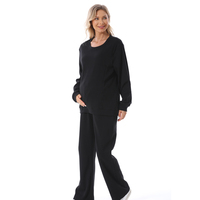 Vêtements de maternité Waffle 2026 pour l'automne ou l'hiver, pull d'allaitement, pantalon de jogging grande taille, vêtements de sport doux pour femmes enceintes