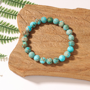 Bracciale Bohemien Sudafricano con Turchese e Perline, 8mm, <span class=keywords><strong>in</strong></span> Pietra Naturale, Elastico, Gioiello Curativo, Protettivo e Calmante, Vendita all'Ingrosso - Product Image 2