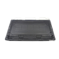Boîte à sushi rectangulaire en plastique noir JY-1111, emballage pour livraison de nourriture.
