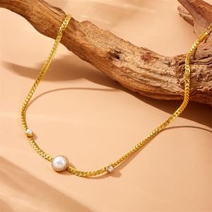 Women's Pearl Necklace <b>Bracelet</b> <b>Set</b> Gold Plated Chain Bezel Setting Party Jewelry Fine Jewelry <b>Set</b> - Product Image 3