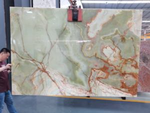 SHIHUI fabrika doğal mermer plakalar yeşil oniks taş grafik tasarım 3D modeli tasarım masa banyo duvar oniks fayans için cilalı - Product Image 4