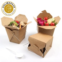Boîte à lunch en papier kraft avec logo personnalisé, 1000 pièces, récipient de nouilles, pour doner et kebab à emporter