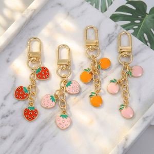 Fashion Fruit Strawberry Orange Zinc Alloy Keychain Bag Pendant Cute Creative Key Chain <b>Charm</b> Backpack Ornament - Product Image 3