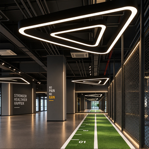 โคมไฟเพดาน LED ทรงสามเหลี่ยมแบบแขวน  วัสดุอะลูมิเนียม  ติดตั้งบนพื้นผิว  เหมาะสำหรับโรงยิม สำนักงาน ห้องประชุม - Product Image 3