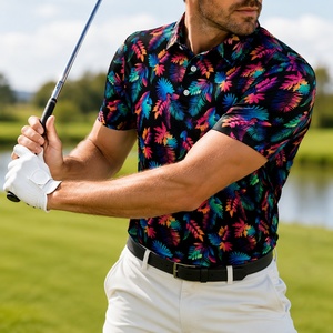 Polo de Golf para Hombre, Manga Corta, Estampado Tropical, Secado Rápido, Transpirable, Elástico, Ropa Deportiva, Informal, para Golf, Disponible en Stock - Product Image 2