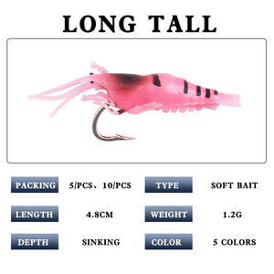 Ytohxy – leurre souple en forme de crevette, 5 ou 10 pièces, qui brille dans le noir, leurre de pêche en eau douce, appâts de fond pour poissons - Product Image 5