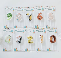 Bougies Chiffres Écologiques Sans Fumée Couleur Unie pour Gâteaux d'Anniversaire 0-9 Décorations de Gâteaux Style Animalier Dessin Animé