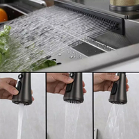 Évier de cuisine à cuve unique de haute qualité en acier inoxydable 304, fait à la main, à montage sur plan, avec robinet cascade, évier de cuisine de style campagnard