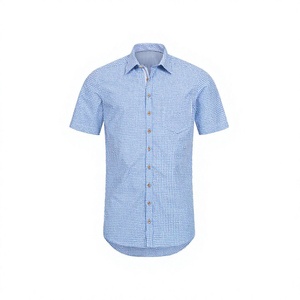 Chemises décontractées pour hommes, manches courtes, à carreaux, coupe slim, chemises bavaroises 100% coton, chemise bavaroise pour hommes - Product Image 1