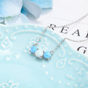 <b>Opal</b> S925 Sterling Silver Women's Wedding Pendant <b>Necklace</b> with Rhodium Plating Trendy Design for Engagement & Everyday Wear - Product Image 4