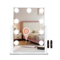 Miroir de maquillage LED professionnel Hollywood, design moderne en bois, fonctionnalités intelligentes pour la maison, éclairage frontal pour chambre à coucher et beauté