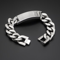 Bracelet tendance pour homme en acier inoxydable argenté de 18 mm de large, chaîne courbée, accessoire en acier titane