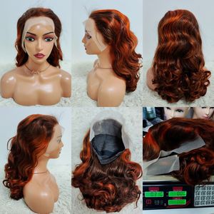 Promotion 95$ Letsfly 300 grammes Perruques frontales en dentelle 13x4 à boucles rebondissantes 22 pouces 33 #   Cheveux humains naturels couleur piano en gros - Product Image 6