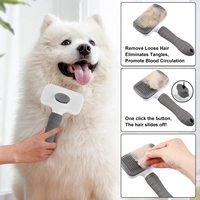 Brosse de toilettage pour animaux de compagnie à poignée souple personnalisée, peigne massant auto-nettoyant pour chiens et chats