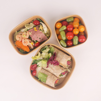 Boîtes alimentaires carrées en papier kraft biodégradable Printon de 32 oz, emballages à emporter, contenants alimentaires jetables avec couvercles