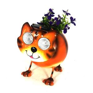 Solar Garden <b>Light</b> Cat Shape <b>LED</b> Outdoor Decorative Plant Pot With Solar Panel - Product Image 5