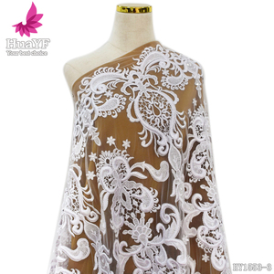 2022 più caldo bianco puro paillettes <span class=keywords><strong>ricamato</strong></span> tessuto <span class=keywords><strong>Tulle</strong></span> francese pizzo <span class=keywords><strong>per</strong></span> sposa nigeriano abito da sposa HY1553-3 - Product Image 2