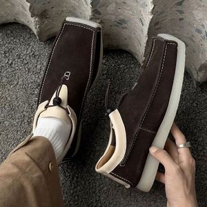 Nouveaux Mocassins Décontractés Homme Evergreen à Lacets, Dessus en Cuir Véritable, Semelle Extérieure en PU, Tendance Printemps-Automne, Forme Bateau - Product Image 5