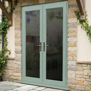 Porte battante extérieure en aluminium, simple ou double battant, avec plaque de protection solide, partie inférieure en verre, rupture de pont thermique, pour jardin, patio, <span class=keywords><strong>terrasse</strong></span> - Product Image 4
