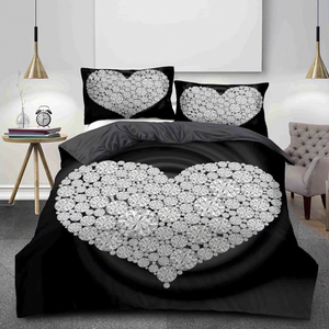 Bộ ga trải giường mùa đông màu đỏ 3D in hình tình yêu, chất liệu vải 100% polyester, ấm áp - Product Image 6