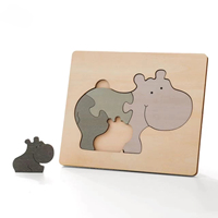 Vente en gros de jouets Montessori pour bébés, animaux, design personnalisé 2024, puzzle 3D, animaux de dessin animé, jeu de puzzle d'apprentissage précoce pour développer l'intelligence