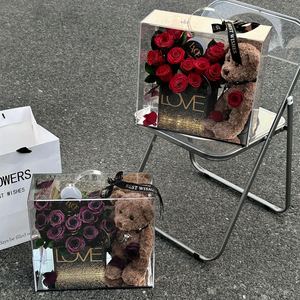 Orsacchiotto caldo di san valentino scatola giocattolo regalo di <span class=keywords><strong>Rose</strong></span> artificiali conservate fiore rosa regalo per 2025 san valentino - Product Image 5