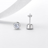 Boucles d'oreilles clous en moissanite, argent sterling 925, rondes 5mm 6.5mm, serties clos, VVS1 couleur D, 3 couleurs, bijoux