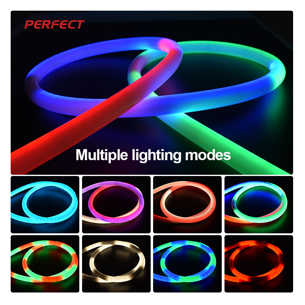 Addressable Programmable IP65 Waterproof DC5V 12V 24V 360 Degree Round Led Flexible Silicone Rgb Neon Flex Light Strip