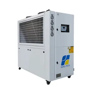 Enfriador De Agua Industrial 15hp Air Cooled Chiller 5C to 35C Water Shell & Tube Finned Coil+low Noise Axil Fan HERO-TECH 580kg