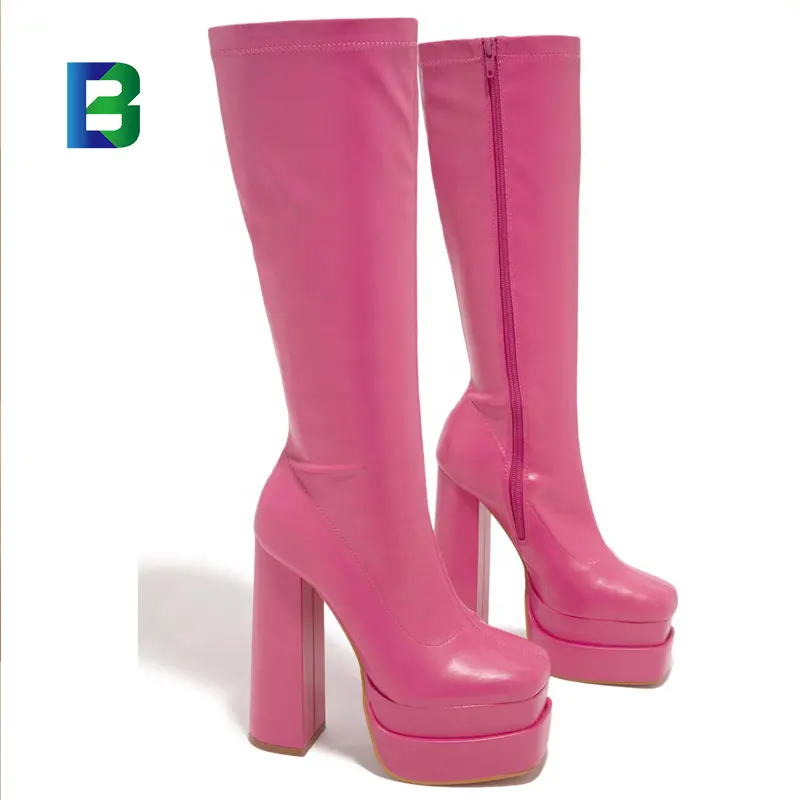 BC Factory Custom Women Thick Bottom Chunky Heel Booties Sexy Ladies Elastic Thigh High Boots