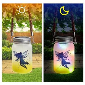 15 oz Waterproof Camping Solar LED Light Lids Gradient Sublimation Frosted Glass Can <b>Fairy</b> Mason <b>Jar</b> with Metal Handle - Product Image 4