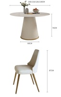 Ensemble de table à manger blanche en marbre, design nordique moderne, table de salle à manger en pierre épaissie, 6 et 8 chaises