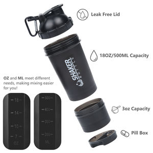 B30-0064 Amz Top Seller 2023 Nova Chegada Logotipo Personalizado 500ml Plástico Proteína Ginásio Água Agite Garrafa - Product Image 2