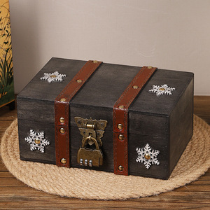 Caja de Almacenamiento de Madera Retro Mystic Arts con Cerradura 6301E Rojo Gris, Estilo Chino, Organizador de Cosméticos y Joyas de Escritorio, Caja Decorativa - Product Image 3