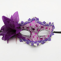 Masque de mascarade de style vénitien en PVC + dentelle pour femmes, masque pour les yeux pour Halloween, fête de carnaval, noir, grand modèle 16x11cm