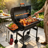 Barbecue portable de style coréen moderne en acier inoxydable 304 émaillé, sans fumée, avec chariot, pour l'extérieur