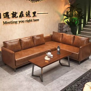 Divano Moderno Industriale in Pelle a Forma di L |   Telaio in Metallo |   Personalizzato, Prezzo di Fabbrica, Vendita all'Ingrosso |   Per Casa e Caffetteria - Product Image 2