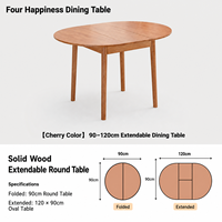 Table à manger extensible en bois massif, table ovale convertible moderne et pliable, table à dîner multifonctionnelle pour petit appartement