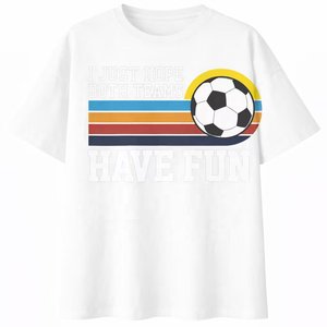 Camiseta de fútbol para hombre con la frase 'I Just Hope Both Teams Have Fun', blanca, extragrande, retro, con rayas, manga corta, informal, para aficionados al deporte, de algodón. - Product Image 4