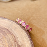 Klassischer Ring aus 925er Sterlingsilber mit natürlichem rosa Saphir, Ehering, edler Schmuck, Jubiläumsgeschenk