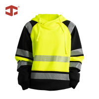 Sweat-shirt de travail réfléchissant JIADE unisexe, à capuche rembourré thermique haute visibilité avec poignets coupe-vent pour travaux d'entretien routier