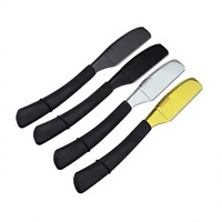 Nouveau rasoir de sécurité manuel en acier inoxydable à manche droit en plastique, couteau de rasage du visage et de coupe des sourcils, non pliable, pour le corps et le maillot de bain