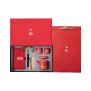 Ensemble de cadeaux promotionnels de luxe personnalisés pour entreprises, neuf pièces, comprenant un bloc-notes, un stylo, un service à thé et un marque-page, idéal pour le secteur <span class=keywords><strong>immobilier</strong></span>. - Product Image 1