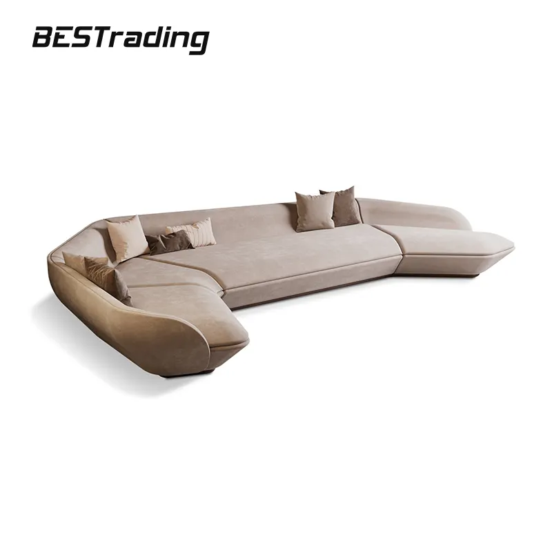 Ultimo lussuoso design moderno di moda mobili per la casa soggiorno set di divani componibili componibili in pelle/tessuto a forma di u