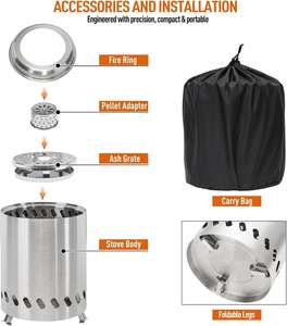 Support de foyer en acier inoxydable durable pour petits poêles à carbonisation sans fumée pour la relaxation des rassemblements - Product Image 6