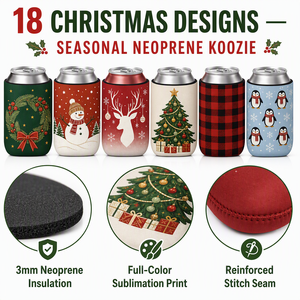Protège-canettes de Noël personnalisables en néoprène isolant de 3 mm, porte-boissons réutilisable de 12 oz pour bière et autres boissons, idéal pour la sublimation - Product Image 2